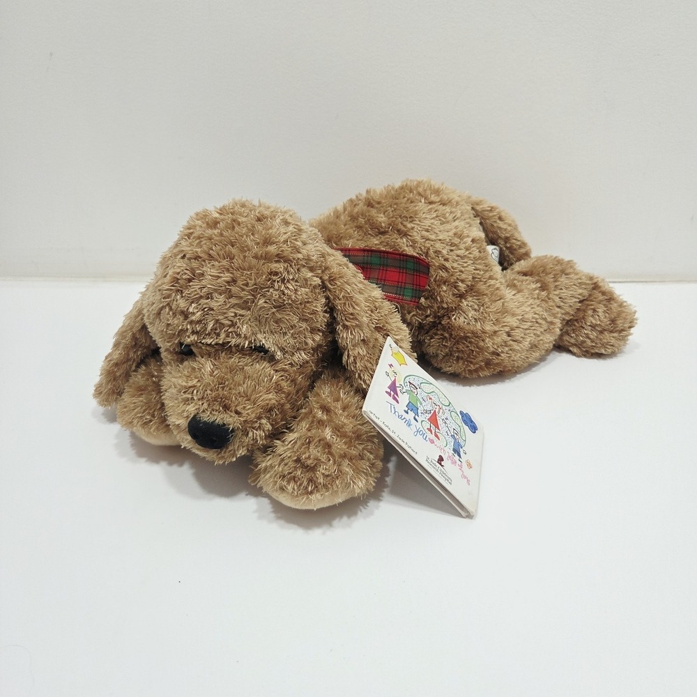 Princess Soft Toys Duncan Dog Puppy Plush 14" Animal 2003 Red Green Plaid Bow